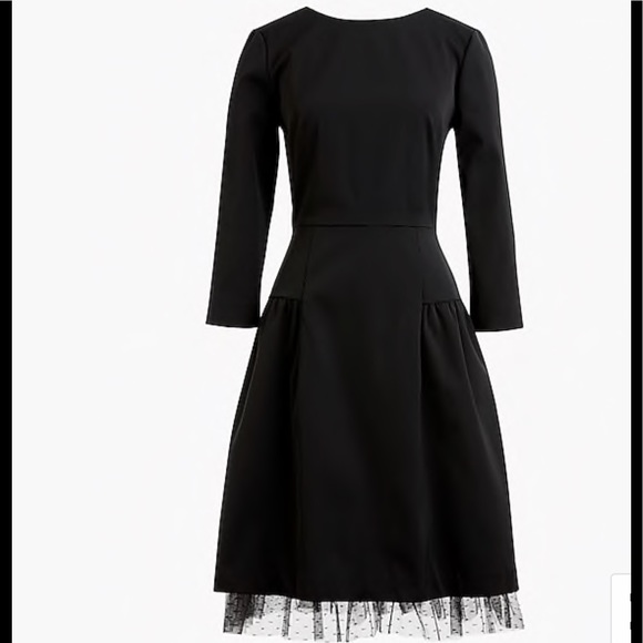 J Crew Long Sleeve Sheath Dress w Tulle Trim NEW - Picture 2 of 7